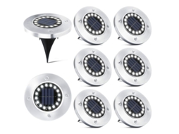 Nova Line 8 pack Luminárias Solares de Spot com 16 Leds Ip65 À Prova D'água para Jardim/patio (6000k Luz Diurna)
