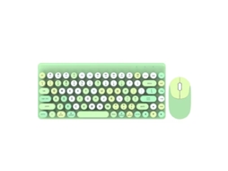 Teclado Eifson Mini 2.4g Sem Fio Com Mouse Cores Candy - Layout Em Inglês - Verde