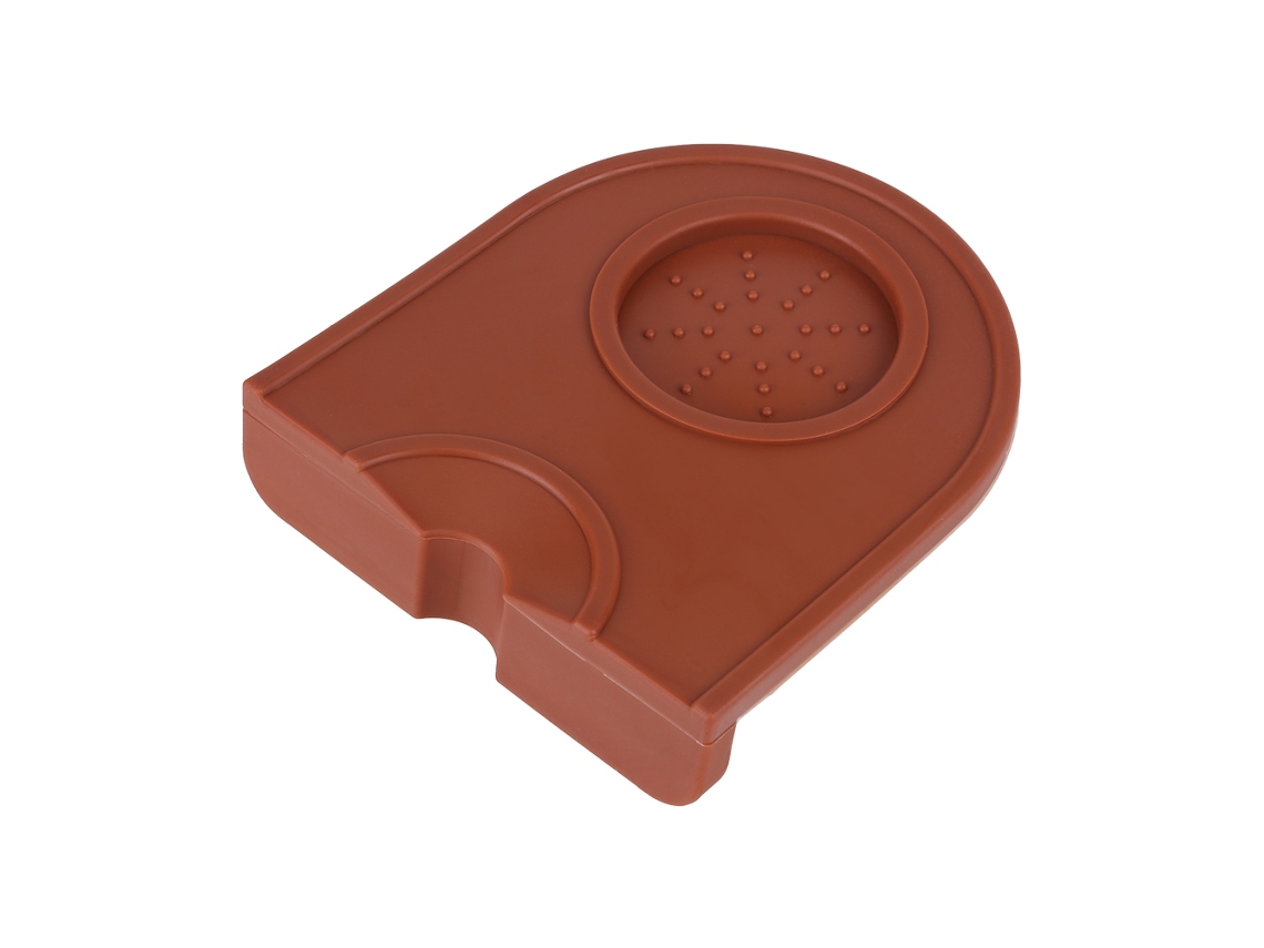 Suporte De Tamper De Café Multifuncional Preto Antiderrapante Com Almofada De Silicone Marrom Espessada