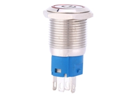 Botão De Pressão De Metal Com Led Vermelho 16mm Simbolo De Energia 12v Ip67 Ik09