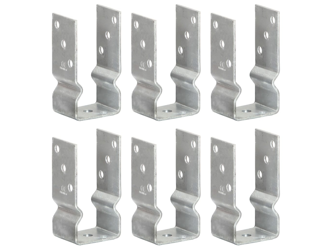 Vidaxl Âncoras De Vedação 6 Pcs 7x6x15 Cm Aço Galvanizado Prateado