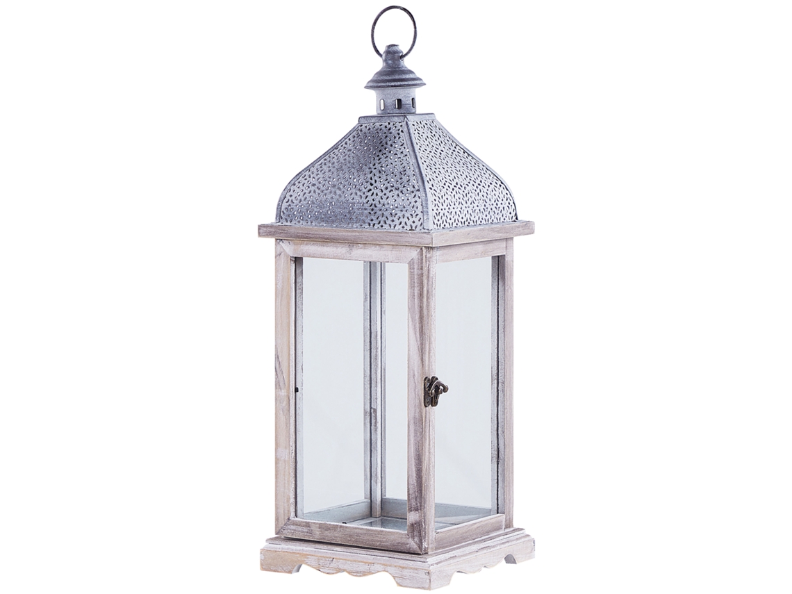 Lanterna de velas decorativa BELIANI Samar de Ferro Branco 18x18x47