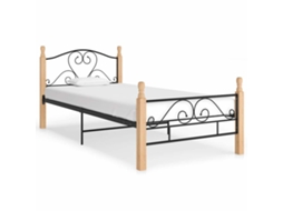 Vidaxl Estrutura De Cama 90x200 Cm Metal Preto