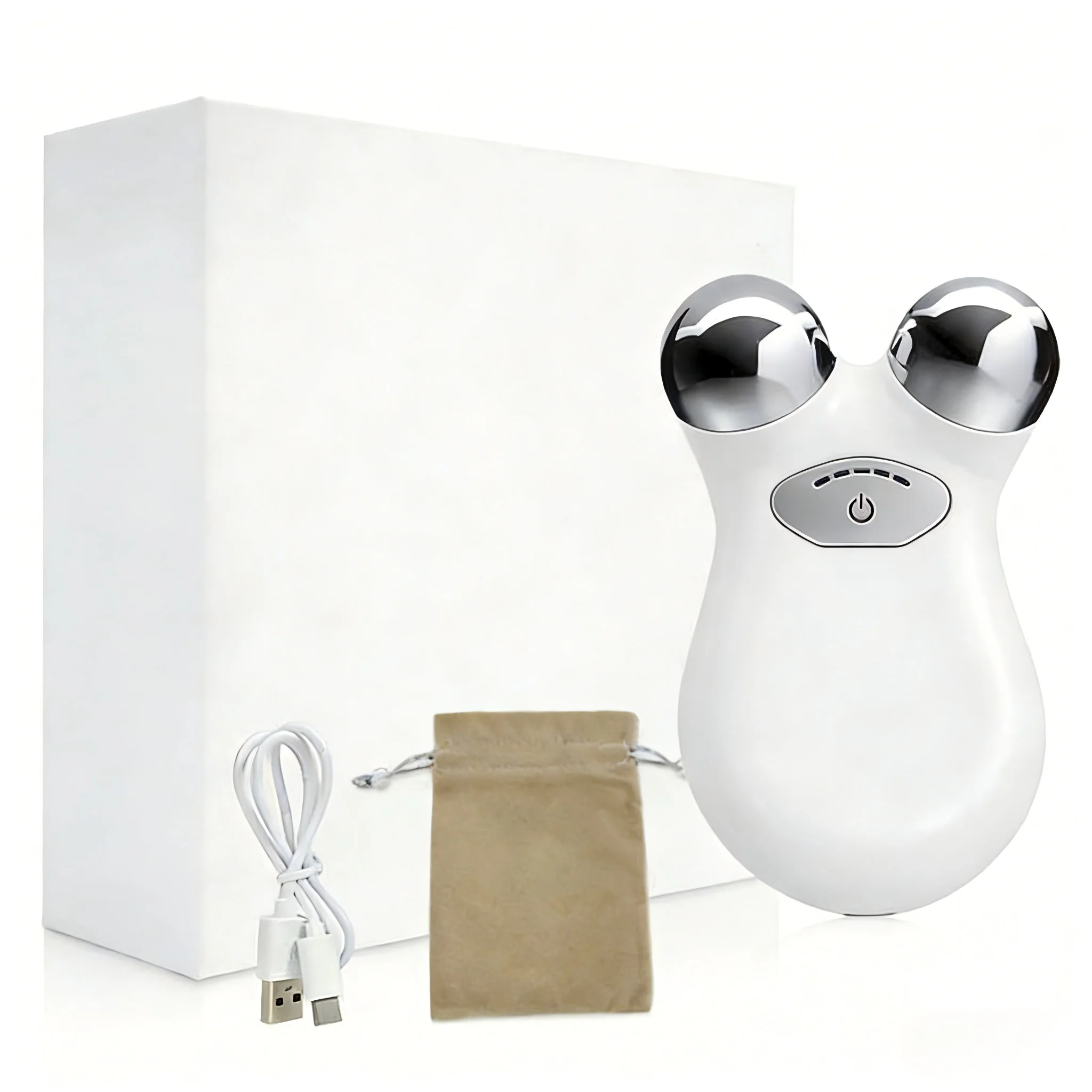 Massageador Facial De Microcorrente 5 Em 1 (branco) Para Firmar A Pele.