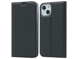 Capa Para Iphone 14 Plus Pele Sintética Magnética Com Porta-cartões Preto