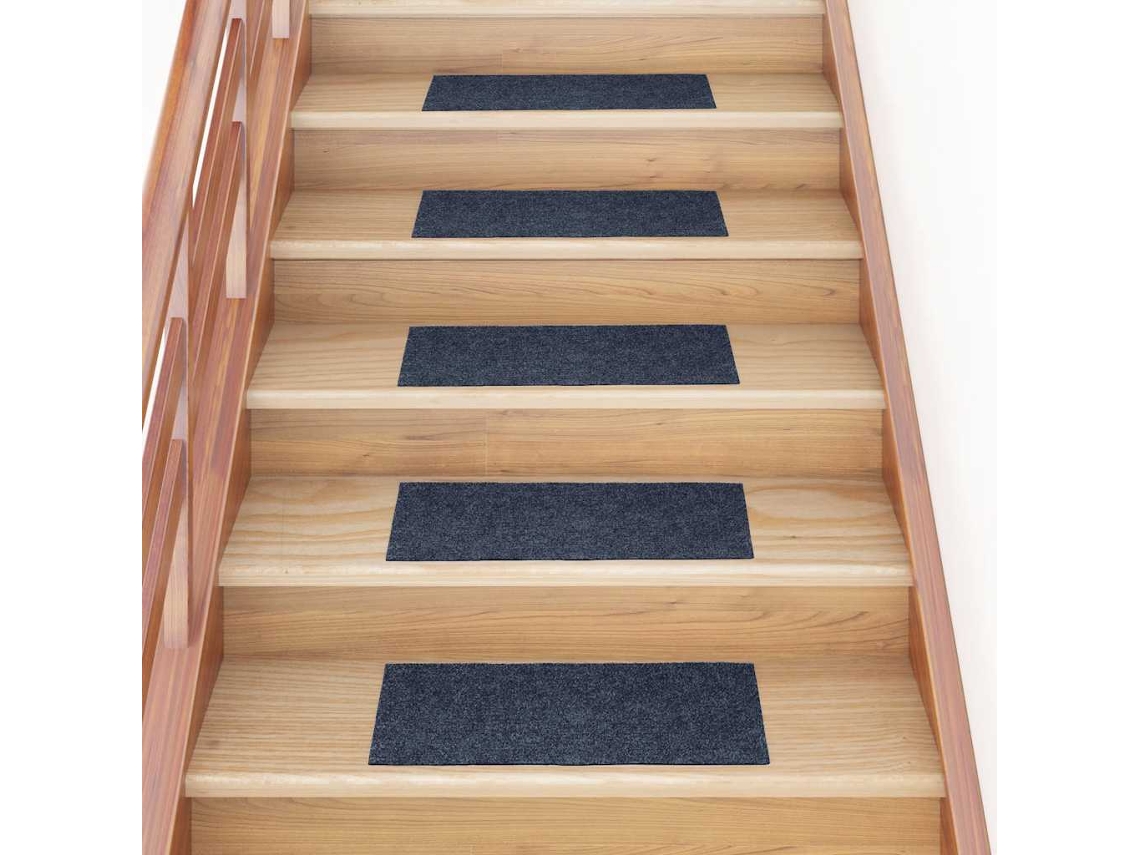 Vidaxl Tapetes De Escada Autoadesivos 15 Peças 60x25 Cm Cinza Azul Retangular