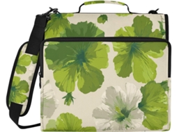 Pasta organizadora Oliver Jeffers Style Hibiscus Lime Camouflage com 3 argolas, altura para ombro e cabeça, grande capacidade.