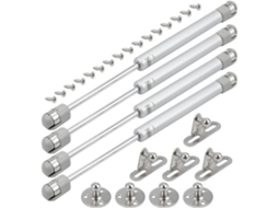 Conjunto De 4 Dobradiças Suporte Para Tampa, Dobradiça Para Fechamento De Armário, Ferro E Borracha Plástica, Prata