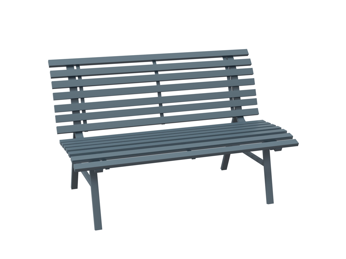 Banco De Jardim, Banco De Parque, Design Ripado, Resistente Às Intempéries, Alumínio, 123 X 67 X 79 Cm, Azul
