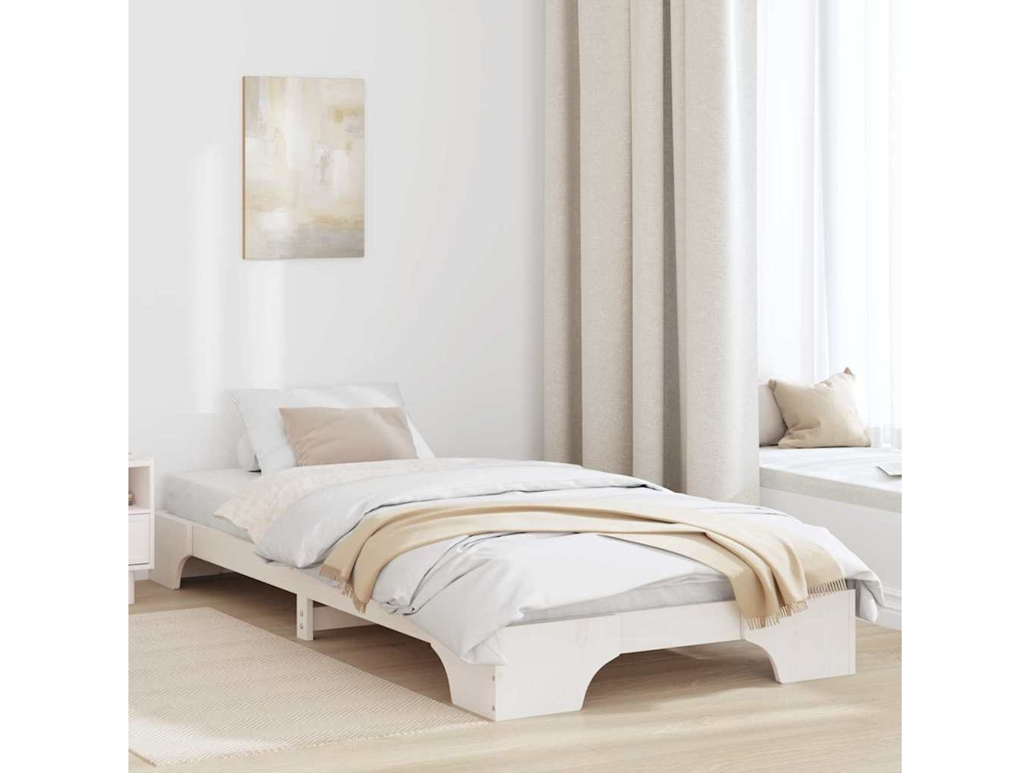 Vidaxl Estrutura Da Cama Branco 90 X 200 Cm Madeira De Pinheiro Sólida