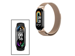 Kit Bracelete Milanese Loop Fecho Magnético Película Protectora Ecrã Gel Full Cover Compativel com Xiaomi Smart Band 9 Rosa