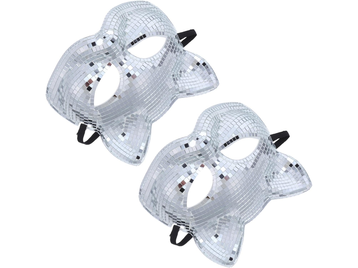 Conjunto De 2 Máscaras Decorativas Com Estampa De Gato Espelhado E Glitter Para Adultos.