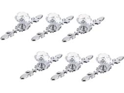 Puxador De Vidro, Puxadores De Porta Cristal, Conjunto De 6 Peças Com Base Prateada, Acabamento Em Cristal Para