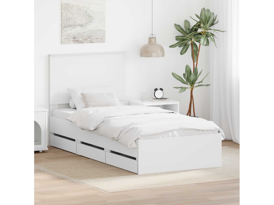 Vidaxl Estrutura Da Cama Branco 90 X 190 Cm Madeira De Engenharia