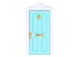 Porta De Madeira Miniatura Fada Cor Viva Casa De Bonecas 1:12 Presente Verde Menta