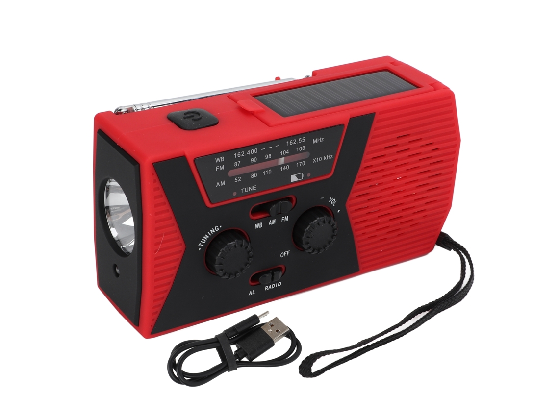 RÁDIO DE EMERGÊNCIA, MANIVELA, BATERIA 2000MAH, 3 LANTERNAS LED, AMARELO AQUAFORGE