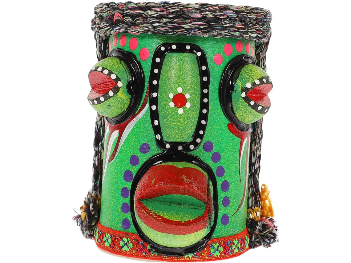 Porta-lápis Em Pvc Verde Em Formato De Rosto, Organizador De Mesa Com Estilo Étnico E Estojo Para Lápis.