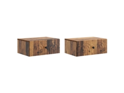 Vidaxl Gabinete de Canto Montado na Parede 2 Pcs Madeira Antiga