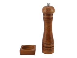 Moedor de pimenta de madeira ajustável com núcleo cerâmico e base para sal, 1pc S/MARCA