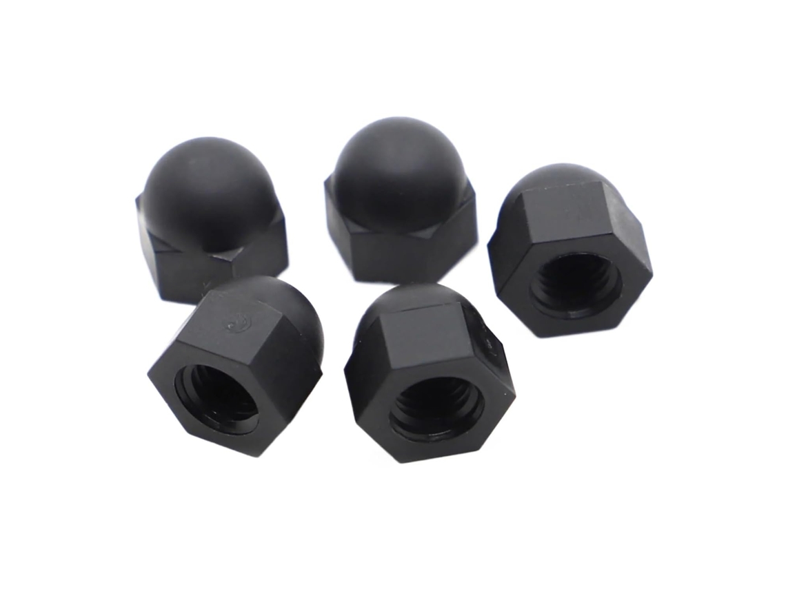 Porcas Cegas De Nylon Pretas Din1587 Cabeça Abaulada M3 M4 M5 M6 M8 M10 M12 10 Peças