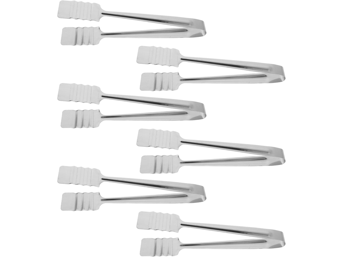 Conjunto De 6 Pinças Aço Inoxidável Antiderrapantes Para Churrasco Com Design Ondulado, Ideais Para Servir Cachorros