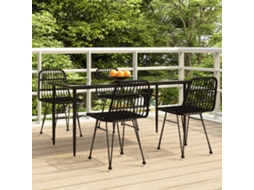 Vidaxl 5 Pcs Conjunto De Jantar P/ Jardim Vime Pe Preto