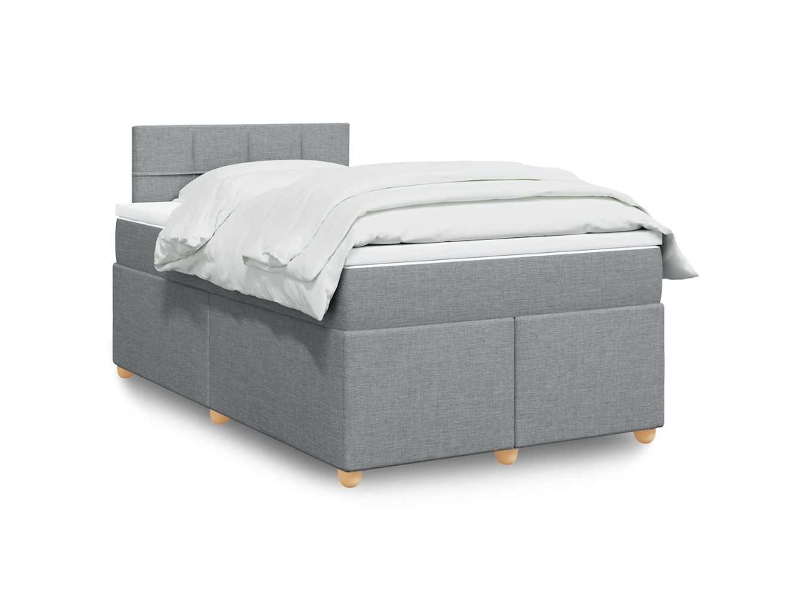 Vidaxl Cama Boxspring Com Colchão 120x190 Cm Tecido Cinzento-claro