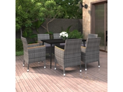 Vidaxl 7 Pcs Conjunto De Jantar P/ Jardim C/ Almofadões Vime Pe/vidro