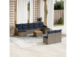 Vidaxl Conjunto De Sofá De Jardim Com 10 Peças E Almofadas Em Rattan Sintético Cinza