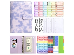 A6 Crocodile Texture Pu Leather Binder Budget Planner With Zipper Pocket Purple, Includes Cash Budget Cards 12, Bill