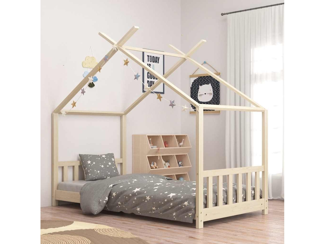 Vidaxl Estrutura De Cama P/ Crianças 70x140 Cm Madeira De Pinho Maciça