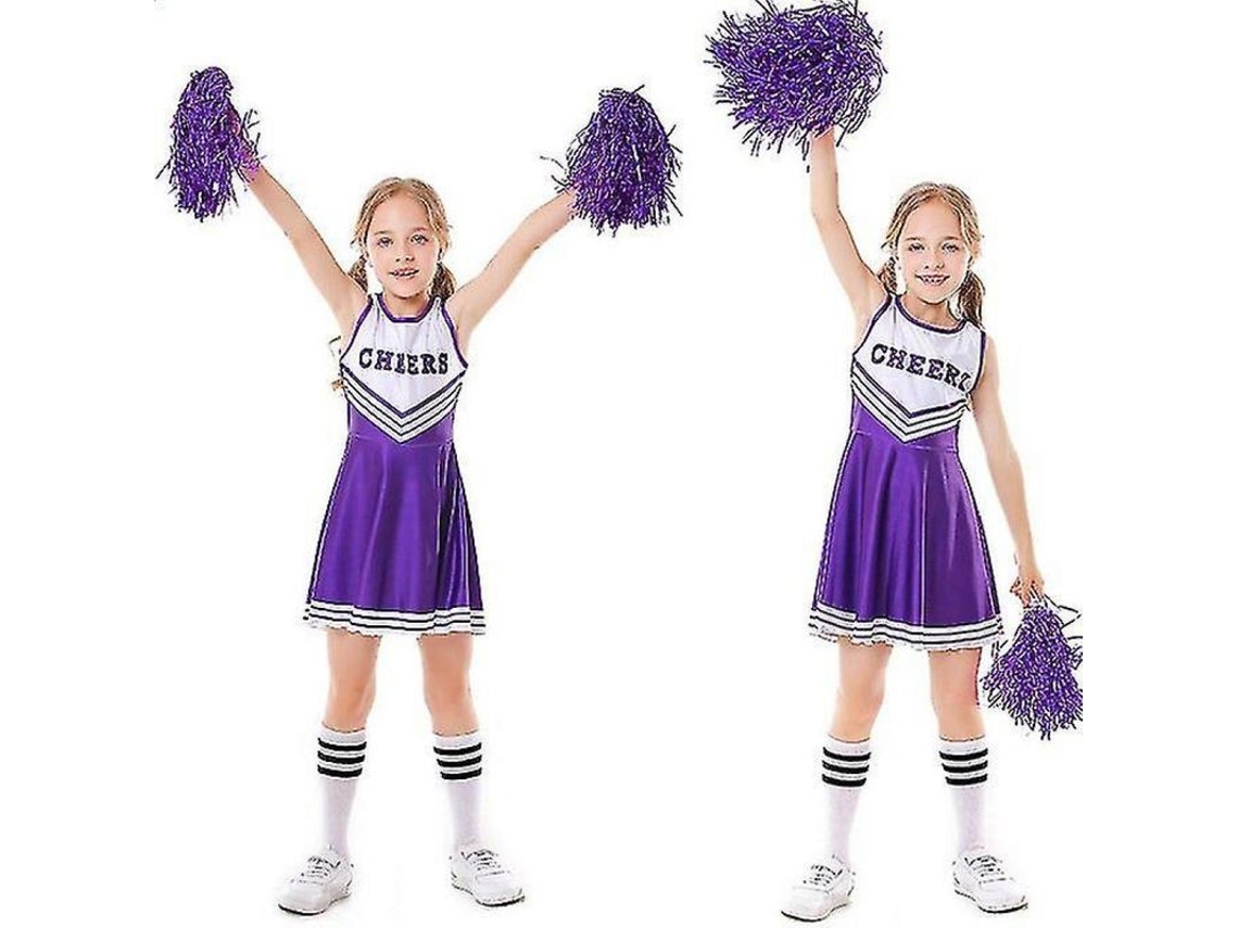 2026-traje De Torcedora Para Meninas Festa Escolar Halloween Fantasia Musical Qou Com 2 Bolas De Pelo 150 Cm Morado