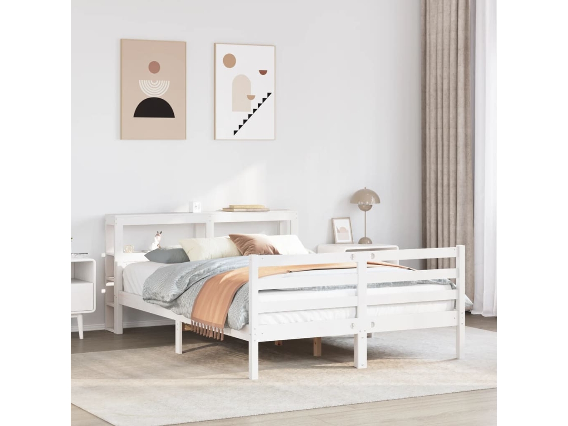 Vidaxl Estrutura De Cama Com Cabeceira 160x200 Cm Pinho Maciço