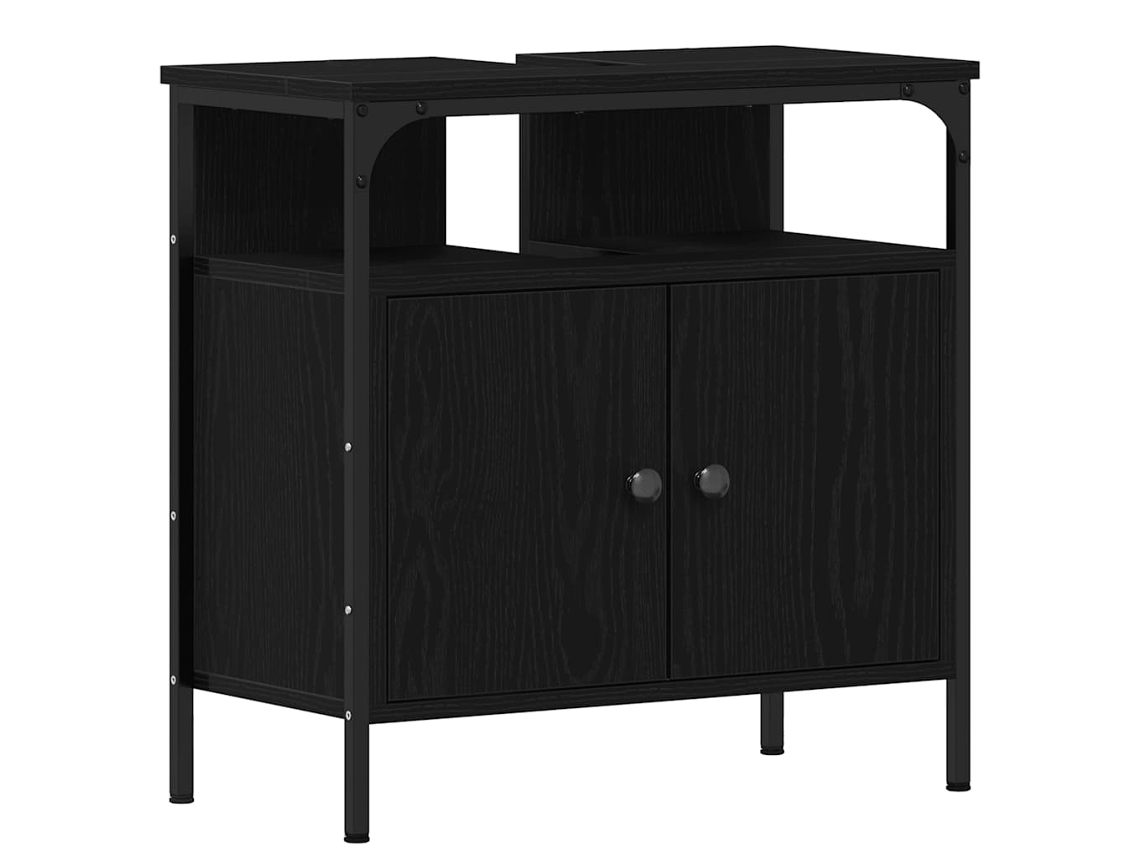 Gabinete para Pia de Banheiro Carvalho Preto 60x30x60 Cm Madeira Engenheirada MAISON EXCLUSIVE