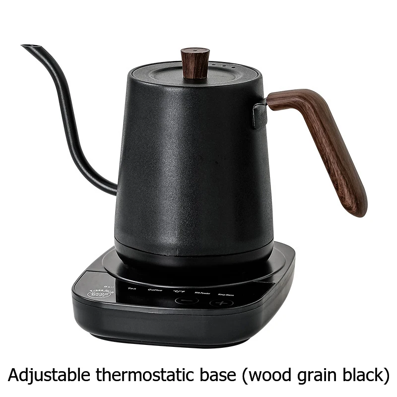Cafeteira de 800ml, chaleira de aço inox, com design de madeira preta, MDUG