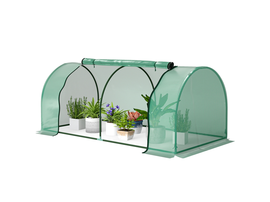 Estufa Jardim 200x100x80 Cm, Plantas Sementes, Estrutura Aço, Cobertura Plástico Verde