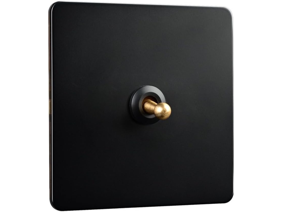 Interruptor De Luz Parede Em Aço Inoxidável Com Alavanca Latão, Painel De 86x 86mm, Resistente Ao Fogo E Calor, Controle
