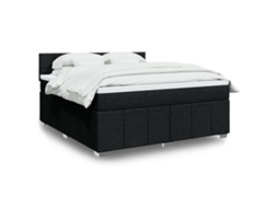 Vidaxl Cama Com Molas/colchão 180x200 Cm Tecido Preto