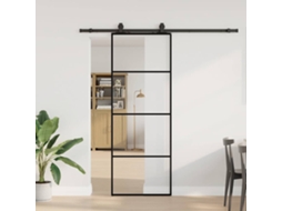 Vidaxl Porta Deslizante C/ Conj. Ferragens 76x205cm Vidro Esg Preto