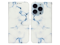 Capa Em Couro Pu Para Apple Iphone 16 Pro Max - Mármore Branco