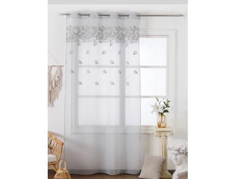 Cortina Translúcido Cinzenta com Folhas 140 x 260 cm BOD HOME Individual