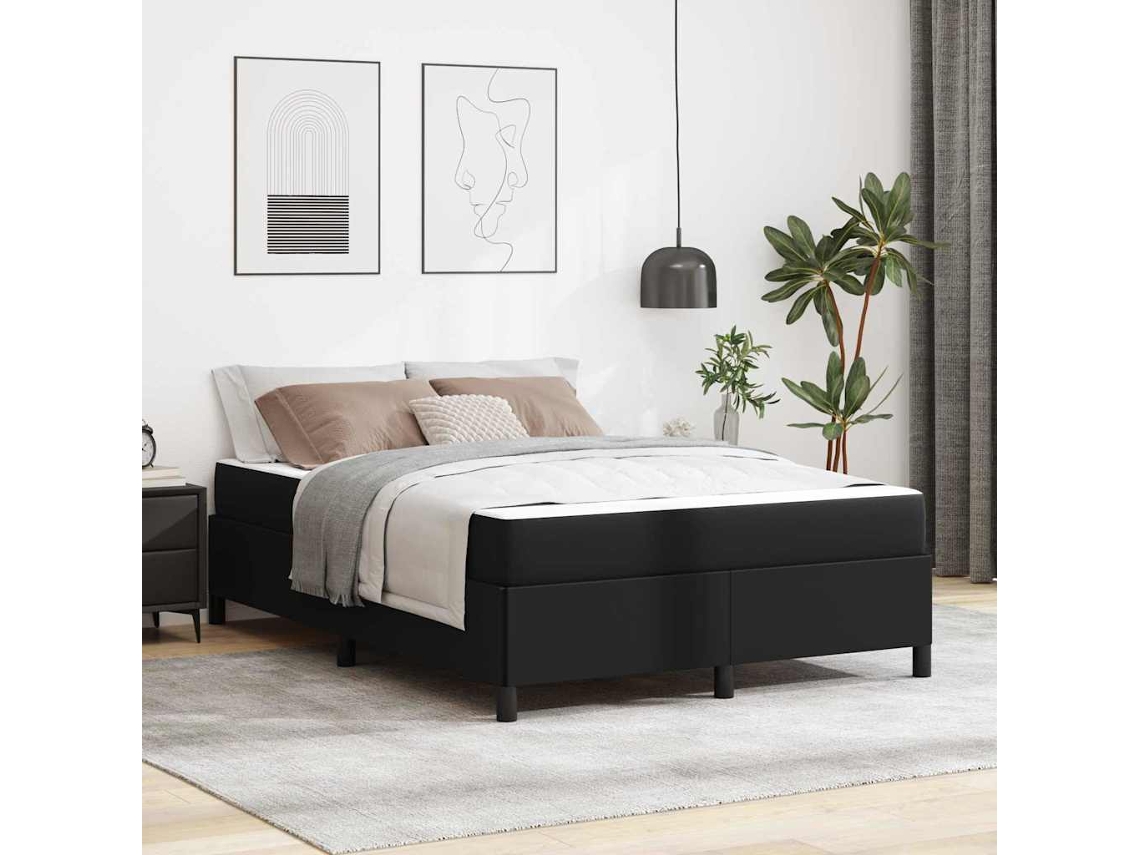Vidaxl Estrutura Da Cama Com Colchão Preto 160 X 200 Cm Tecido
