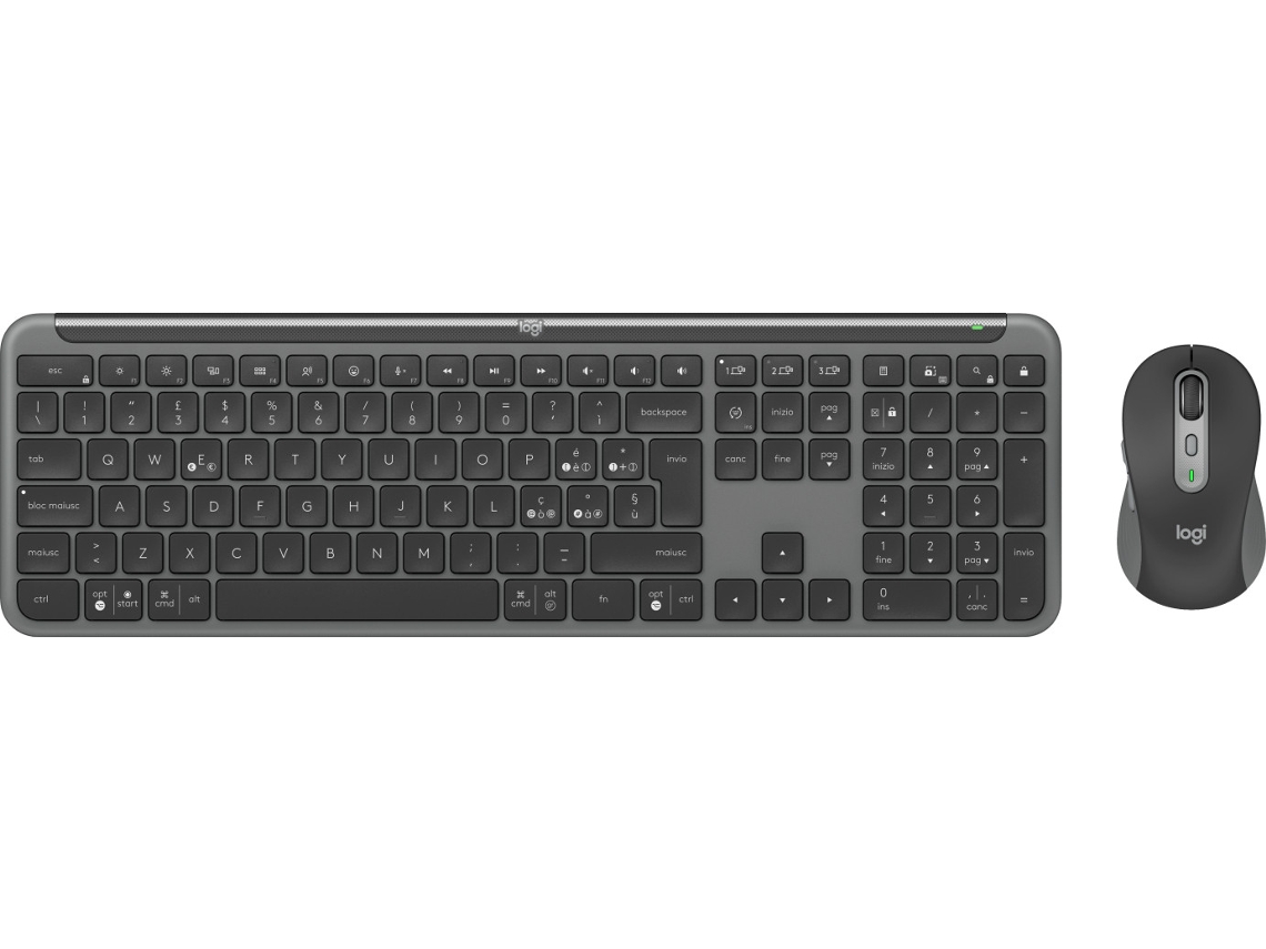 Logitech mk950 assinatura teclado fino mouse incluído escritório rf sem fio bluetooth qwerty grafite italiano