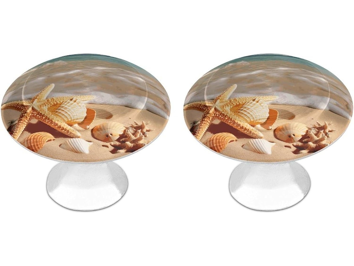 Puxadores Redondos De Aço Inoxidável Com Design Circular Em Formato Conchas E Estrelas Do Mar Na Praia Ideais Para