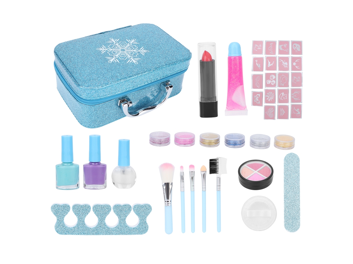 Kit De Maquilhagem Para Meninas Com Batom, Esmalte De Unhas E Ferramentas - Brinquedo De Maquilhagem Simulativo Lavável