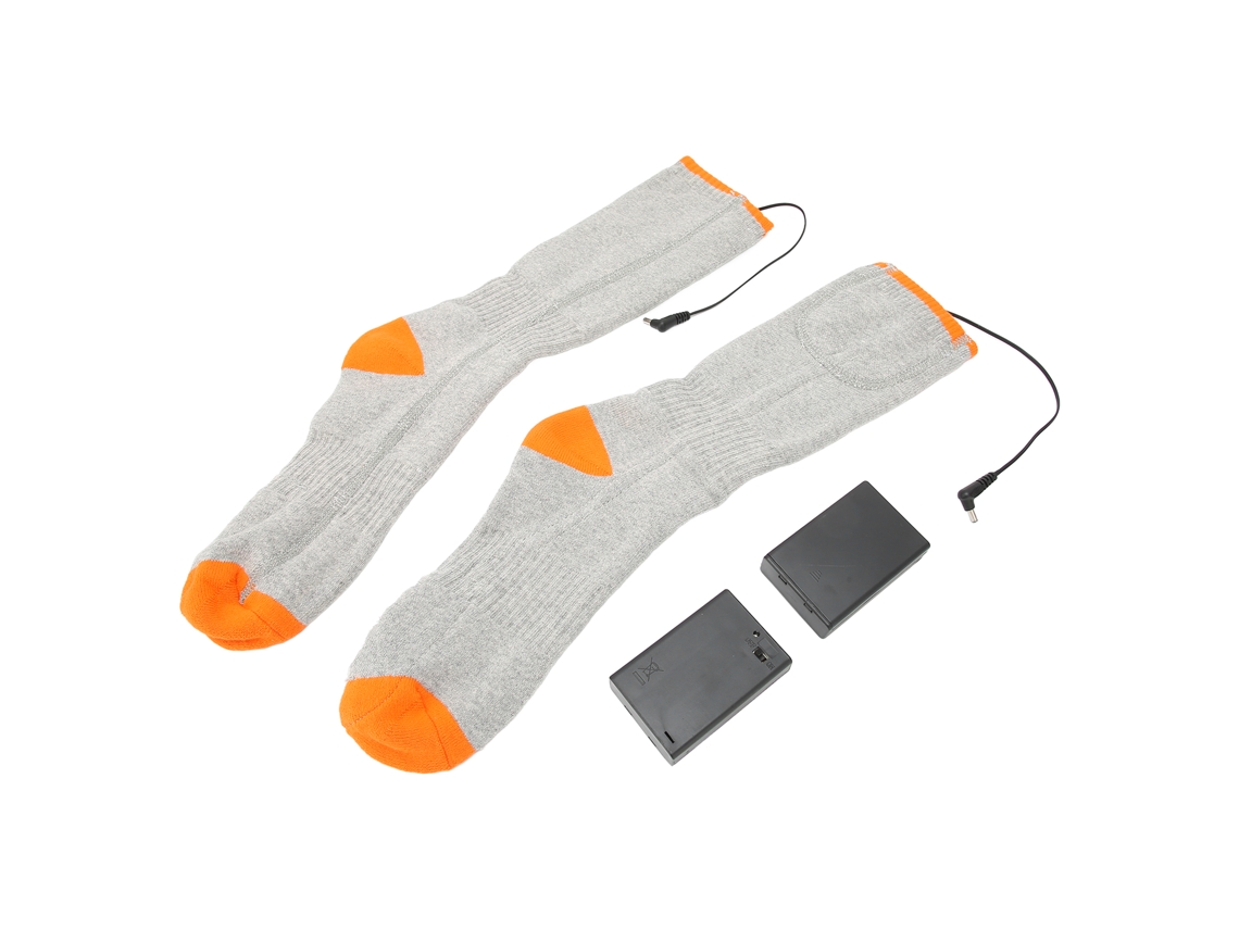 KOFIHETY Meias Aquecidas De Inverno Meias Térmicas Elétricas Laváveis Para Uso Interno Externo Camping Cinza Laranja