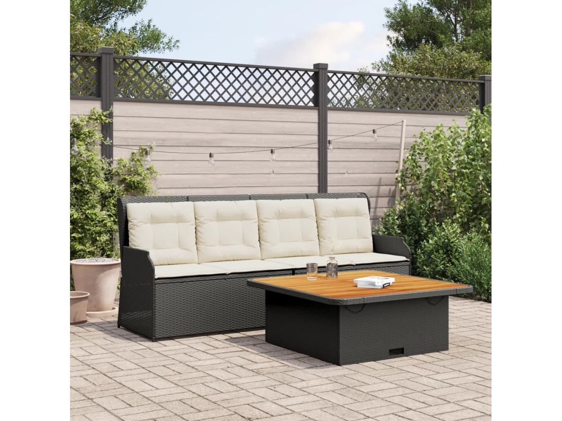 Vidaxl 3 Pcs Conjunto Sofás De Jardim Com Almofadões Vime Pe Preto