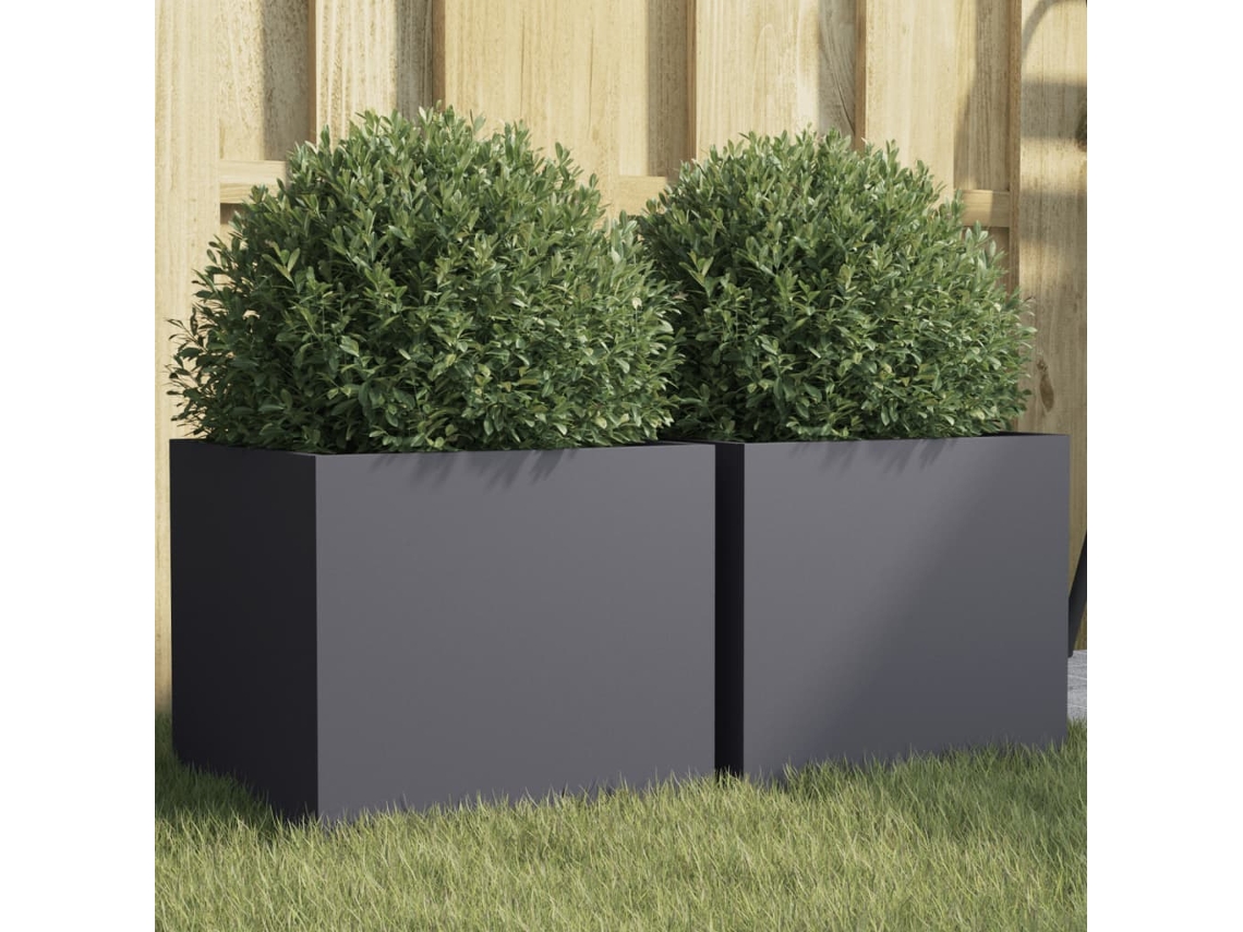 Vidaxl Vasos/floreiras 2 Pcs 32x30x29 Cm Aço Antracite