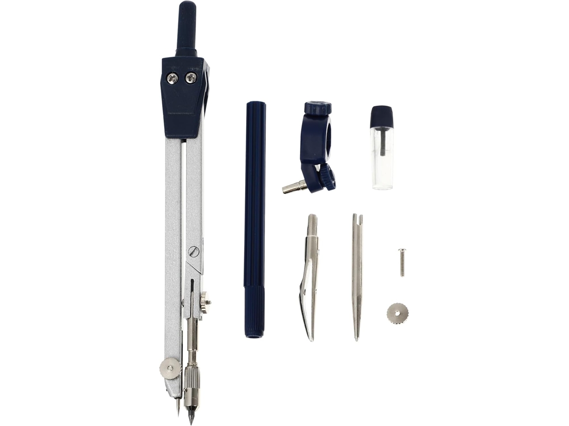 Conjunto de Compasso Precisão Topbathy com 6 Peças em Metal para Desenho Escolar, Ferramenta Geometria Estudan
