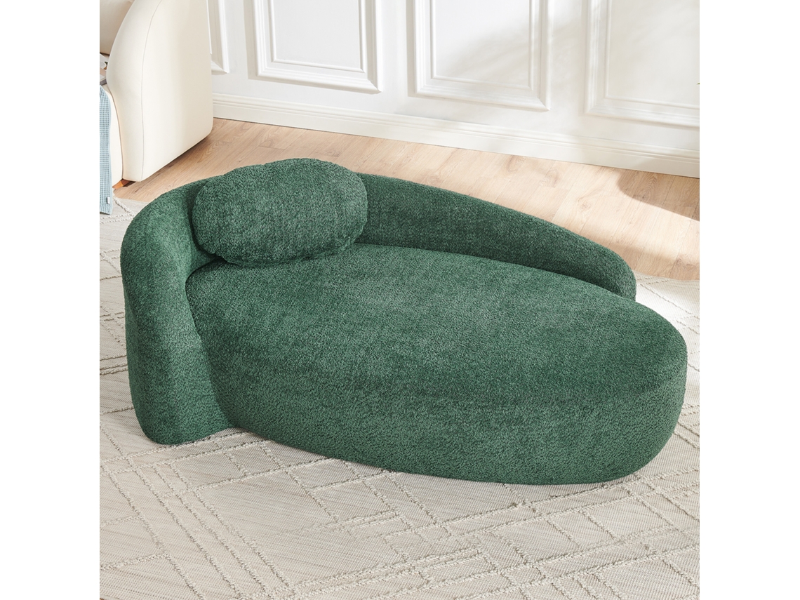Sofá Teddy Minimalista De Design Arredondado, Macio Com Almofadas, Para Sala, Quarto E Estúdio, Verde